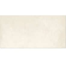 Rechteckige hellbeige Fliese mit feiner Steinoptik.