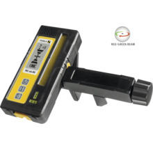 Stabila Laser-Empfänger REC 160 RG mit Halterung, geeignet für rote und grüne Laserstrahlen, digitales Display. Stabila Logo.