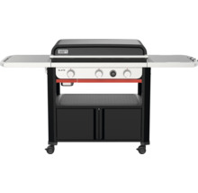Weber Slate Gasgrill mit drei Brennern, digitalem Display, zwei Seitenablagen und Unterschrank auf Rollen.