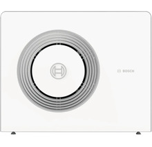 Bosch Außeneinheit für Wärmepumpe oder Klimaanlage mit rundem Lüftungsgitter und Bosch Logo.
