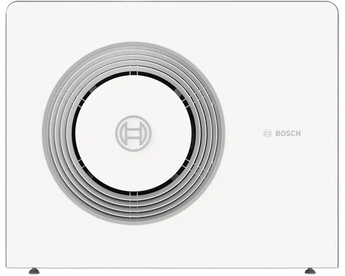 Bosch Außeneinheit für Wärmepumpen mit kreisförmigem Lüftungsgitter.