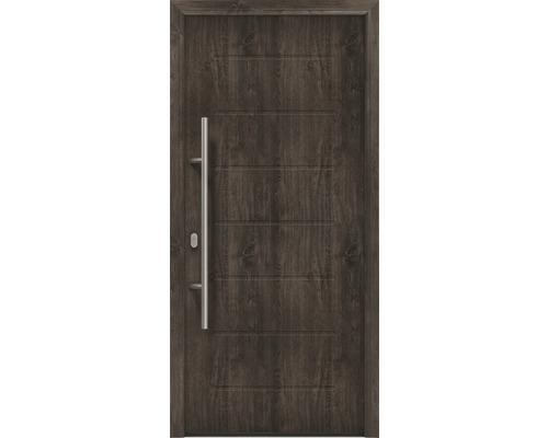 Haustür EcoStar ISOPRO IP 015 1100 x 2100 mm Links night oak inkl. Beschlag-Set,Edelstahl Stangengriff,Sicherheitsprofilzylinder mit 5 Schlüsseln