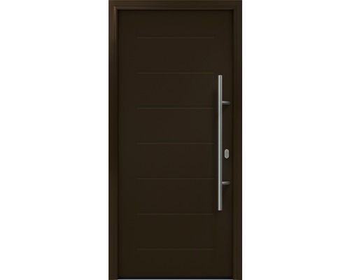 Haustür EcoStar ISOPRO IP 015 1100 x 2100 mm Rechts RAL 8028 terrabraun inkl. Beschlag-Set,Edelstahl Stangengriff,Sicherheitsprofilzylinder mit 5 Schlüsseln Haustür mit Edelstahlgriff
