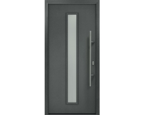 Haustür EcoStar ISOPRO IP 020 S 1100 x 2100 mm Rechts CH703 anthrazit metallic inkl. Beschlag-Set,Edelstahl Stangengriff,Sicherheitsprofilzylinder mit 5 Schlüsseln Haustür mit Glaseinsatz und Stangengriff