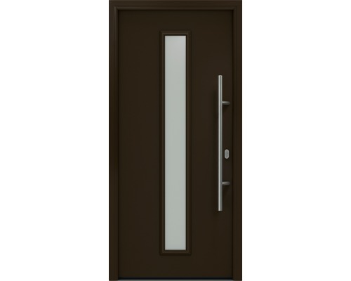 Haustür EcoStar ISOPRO IP 020 S 1100 x 2100 mm Rechts RAL 8028 terrabraun inkl. Beschlag-Set,Edelstahl Stangengriff,Sicherheitsprofilzylinder mit 5 Schlüsseln Haustür mit Glaseinsatz und Griff