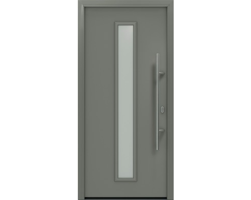 Haustür EcoStar ISOPRO IP 020 S 1100 x 2100 mm Rechts RAL 9007 graualuminium matt inkl. Beschlag-Set,Edelstahl Stangengriff,Sicherheitsprofilzylinder mit 5 Schlüsseln Haustür mit Glasausschnitt und Griff