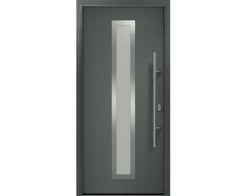 Haustür EcoStar ISOPRO IP 700S 1100 x 2100 mm Rechts CH703 anthrazit metallic inkl. Beschlag-Set,Edelstahl Stangengriff,Sicherheitsprofilzylinder mit 5 Schlüsseln Moderne Haustür mit Glasausschnitt und Griffstange