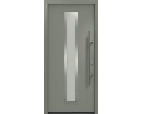 Haustür EcoStar ISOPRO IP 700S 1100 x 2100 mm Rechts RAL 9007 graualuminium matt inkl. Beschlag-Set,Edelstahl Stangengriff,Sicherheitsprofilzylinder mit 5 Schlüsseln Graue Haustür mit Glaseinsatz und Edelstahlgriff