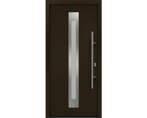 Haustür EcoStar ISOPRO IP 770S 1100 x 2100 mm Rechts RAL 8028 terrabraun inkl. Beschlag-Set,Edelstahl Stangengriff,Sicherheitsprofilzylinder mit 5 Schlüsseln Braune Haustür mit Glasausschnitt und Stangengriff