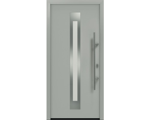 Haustür EcoStar ISOPRO IP 770S 1100 x 2100 mm Rechts RAL 9006 weißaluminium matt inkl. Beschlag-Set,Edelstahl Stangengriff,Sicherheitsprofilzylinder mit 5 Schlüsseln Haustür mit Glasausschnitt und Griff