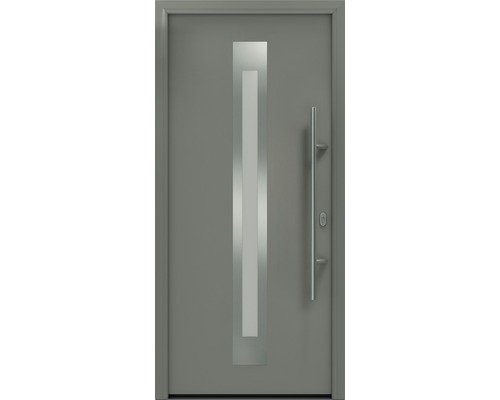 Haustür EcoStar ISOPRO IP 770S 1100 x 2100 mm Rechts RAL 9007 graualuminium matt inkl. Beschlag-Set,Edelstahl Stangengriff,Sicherheitsprofilzylinder mit 5 Schlüsseln Graue Haustür mit Fenster und Griff