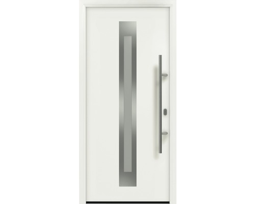 Haustür EcoStar ISOPRO IP 770S 1100 x 2100 mm Rechts RAL 9016 verkehrsweiß inkl. Beschlag-Set,Edelstahl Stangengriff,Sicherheitsprofilzylinder mit 5 Schlüsseln Weiße Haustür mit Fenster und Griff