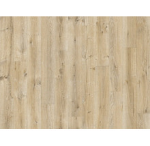 Laminatboden in Holzoptik mit natürlicher Maserung und Astlöchern.