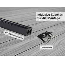 WPC-Unterkonstruktion und Montageclip für Terrassen inklusive Montagezubehör.
