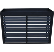 Moderne Mülltonnenbox aus Metall mit horizontalen Lamellen in Anthrazit.