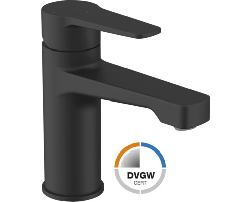 Einhebel-Waschtischarmatur in Schwarz matt mit DVGW-Zertifizierung.