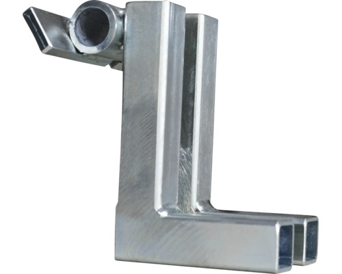L-förmiger Metallverbinder aus Vierkantrohren mit zylindrischer Aufnahme