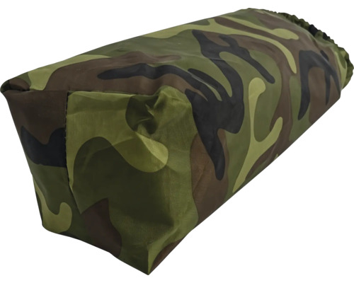 Rechteckige Tasche mit Camouflage-Muster aus strapazierfähigem Textil.