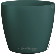 Runder dunkelgrüner Pflanztopf aus Kunststoff von Lechuza Deco mit matter Oberfläche.