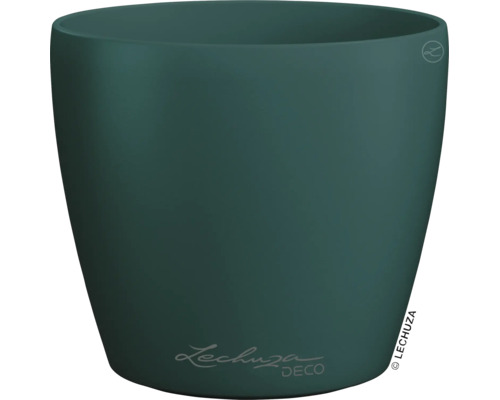 Runder dunkelgrüner Pflanztopf aus Kunststoff von Lechuza Deco mit matter Oberfläche.
