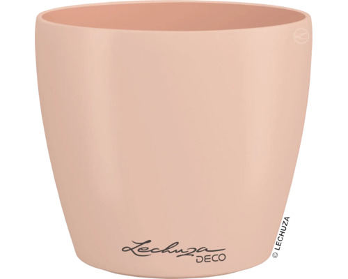Runder Blumentopf aus Kunststoff, Lechuza Logo.