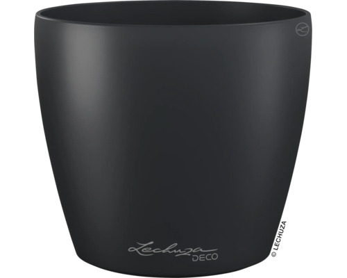 Runder Blumentopf Lechuza DECO aus Kunststoff in Anthrazit.