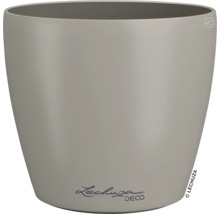 Runder Kunststoff-Blumentopf Lechuza Deco mit glatter Oberfläche in Taupe.