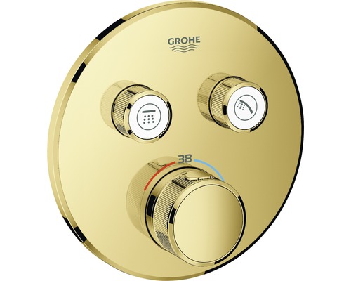 GROHE Duscharmatur mit Thermostat GROHTHERM SMARTCONTROL cool sunrise 29119GL0 Grohe Armatur zur Wandmontage mit zwei Ventilen und einem Temperaturregler