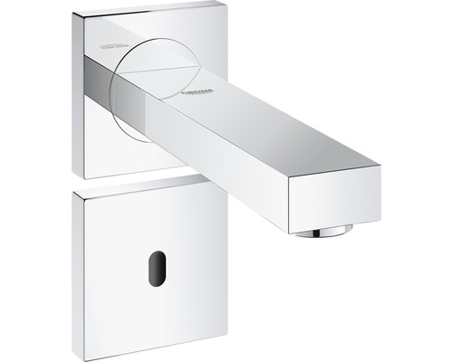 GROHE Berührungslose Armatur EUROCUBE E chrom ohne Unterputzgrundkörper 36442000 Grohe Logo Waschtischarmatur mit Infrarotsensor