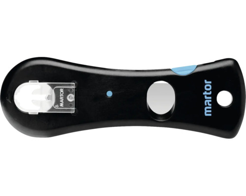 Martor Sicherheitsmesser Secumax 350 zum Schneiden von Folien und Umreifungsbändern mit verdeckt liegender Klinge und Martor Logo.