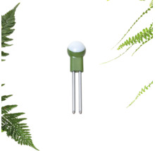 Grüner Bodenfeuchtesensor für Pflanzen mit zwei Metallsonden und runder weißer LED-Anzeige.