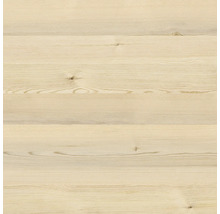 Holzdielen in hellem Naturton mit sichtbarer Maserung und Astlöchern.