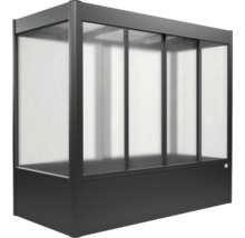 Dunkelgraues Frühbeet aus Metall mit lichtdurchlässigen Hohlkammerplatten aus Polycarbonat.