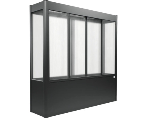 Seitenwand für Pavillon aus Aluminium mit Doppelstegplatten in Anthrazit.