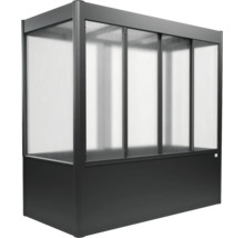 Hochbeet mit Gewächshausaufsatz aus Aluminium und Hohlkammerplatten in Anthrazit.