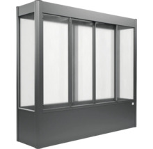 Anthrazitfarbener Hochbeet-Aufsatz aus Metall mit Schiebeelementen aus Polycarbonat-Hohlkammerplatten.