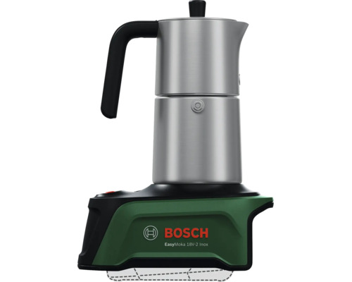 Bosch Akku-Espressokocher EasyMoka 18 Volt-2 Inox aus Edelstahl.