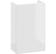 Wandhängender Badezimmerschrank mit einer Tür in glänzendem Weiß.