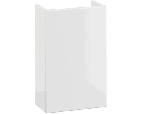 Wandhängender Badezimmerschrank mit einer Tür in glänzendem Weiß.