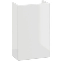 Weißer, glänzender Hängeschrank für das Badezimmer ohne Griffe.