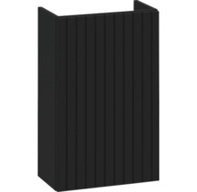 Schwarze Siphonverkleidung mit vertikalen Rillen für das Badezimmer.
