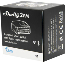 Verpackung Shelly Gen3 2PM 2-Kanal Smart Schalter mit Energiemessung, WLAN und Bluetooth.