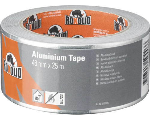 Roxolid Aluminium-Klebeband, 48 Millimeter mal 25 Meter, hitzebeständig und für den Innenbereich geeignet.