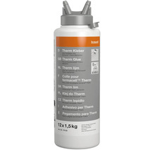 Fermacell Therm Kleber in der ein komma fünf Kilogramm Flasche zum Verkleben von fermacell Therm Elementen.
