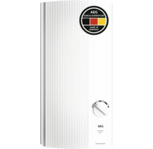 AEG elektronischer Durchlauferhitzer mit gerippter Front und Drehregler, Made in Germany.