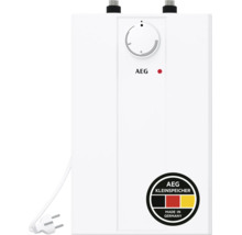 AEG Kleinspeicher, kleiner Warmwasserspeicher in Weiß mit Drehregler und Stromstecker, Hergestellt in Deutschland