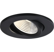 Schwenkbarer LED-Einbaustrahler in runder Form mit strukturierter Reflektoroptik.