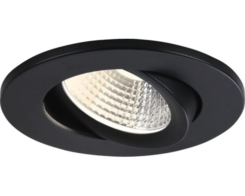 Schwenkbarer LED-Einbaustrahler in runder Form mit strukturierter Reflektoroptik.