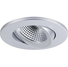 Schwenkbarer Einbaustrahler in Silber mit strukturiertem Reflektor.