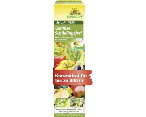 Neudorff Spruzit NEEM Gemüse Schädlingsfrei Konzentrat für 300 Quadratmeter, gegen Blattläuse und Kartoffelkäferlarven, nicht bienengefährlich.